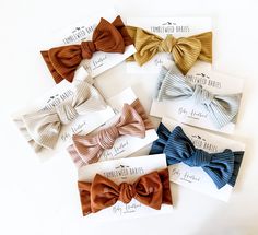 HANDMADE IN THE USA Set of 2 Headbands - Select your colors/patterns. Our trendy knotted bow headbands are buttery soft and the perfect accessory for you little one! Sized to fit babies 0-6 months but can easily stretch to fit toddlers depending on head circumference. The bow is not fixed ... you can easily re-tie it for a custom fit (although it usually fits right out of the package, just slip on baby's head and voila!) We even have baby blankets to match: https://www.etsy.com/shop/TumbleweedBabies?ref=seller-platform-mcnav&section_id=39200691 Keep our baby headbands in your diaper bag, purse or stroller to quickly fix babies hair! Makes an excellent baby shower gift. Easy add-on to other gifts. THIS LISTING IS FOR BOW HEADBANDS ONLY.  ALL OTHER ITEMS ARE FOR FOR ILLUSTRATION PURPOSES.  D Bow Headbands, Baby Bow Headband, Newborn Headband, Corpus Christi Tx, Baby Bow, Newborn Headbands, Baby Head, Soft Baby, Baby Bows