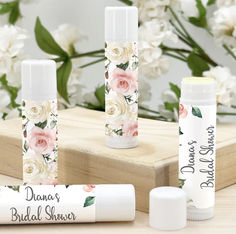 Personalized Lip Balm, Wedding Favors, Floral Design, Bridal Shower Favors Honey Jar Favors, Christmas Wedding Favors, Spa Party Favors, Pink Bridal Shower Invitations, Personalized Lip Balm, Honey Wedding Favors, Lip Balm Favors, Wedding Favours Sign, Honey Wedding