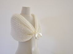 Ivory Bridal Cape Wedding Wrap Bridal Shrug by reflectionsbyds White Hand Knitted Shawl For Wedding, Hand Knitted White Shawl For Wedding, White Hand Knitted Shawl For Winter, Fitted White Hand Knitted Pattern, Fitted White Hand-knitted Pattern, White Hand Knitted Winter Shawl, White Hand-knitted Winter Shawl, White Hand Knitted Fitted Knitting Pattern, Handmade One-size Wedding Shawl