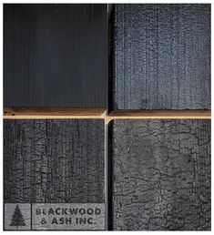 four different types of black wood are shown in this image, and there is no image on