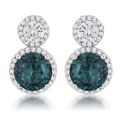 This two-toned Snowman silhouette pair of earrings adds a touch of fun debauchery to an otherwise cozy winter. A double stack of round halo cut Cubic Zirconia stones sits atop one another to create a graduated drop design that adds depth. Our deeply shaded blue green 10mm stone hangs securely on a clear 6mm stone on a Rhodum plated setting to interlace classic and fun. Plating Color: Silvertone Stone Size: 10mm x 10mm Stone Cut: Solitaire Carat Weight: 4.88 Ct Snowman Silhouette, Halo Cut, Bridal Party Earrings, Sapphire And Diamond Earrings, Round Halo, Drop Design, Blue Bridal, Classic Earrings, Party Earrings