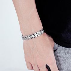 Style: Korean Style/Korean Style Material: Titanium Steel Color: 8012 Bracelet Fashion Element: Geometry Health Bracelet, Blue Sapphire Jewelry, Titanium Metal, Magnetic Therapy, Snap Bracelets, Energy Bracelets, Detailed Jewelry, Classic Bracelets, Buckle Bracelet