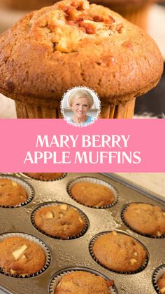 Mary Berry Apple Muffins Baking With Tea, Flour Porridge, Mary Berry Recipes Baking, Honey Bran Muffins, Apple Muffins Recipe, Muffin Cups Recipes, British Baking Show Recipes, Cups Recipes, Fruit Muffins