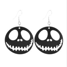 Nightmare Before Christmas Jack Skellington Black Hollow Earrings Skull Earring, Earrings Skull, Handmade Stuffed Toys, Christmas Jack Skellington, Bat Earrings, Spider Earrings, Funny Pumpkins, Ghost Earrings, Plush Bags