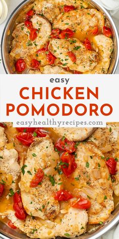 easy chicken pomodoro recipe in a skillet