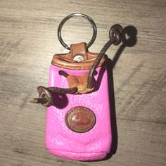 Authentic "Dooney & Bourke" Designer Brand, Vintage "Micro Pouch/Keychain" Custom Painted A Beautiful Hot Pink W/British Tan Trim. Non Smoking, Dog Friendly Home. *Measurements; 3"L X 2"W X 1 1/2"D, 4" Total Length, Including The Keyring. Pouch Keychain, Keychain Custom, Tan Trim, Custom Painted, Dooney & Bourke Bags, Pink Brown, Dog Friendly, Custom Paint, Dooney Bourke