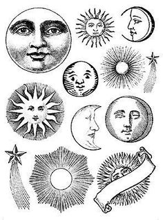 the sun and moon are depicted in this drawing