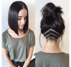 Undercut Bob Haircut, Undercut Hair Designs, Undercut Hairstyles Women, Undercut Designs, Undercut Long Hair, Lob Haircut, Hair Tattoos, Undercut Hairstyles, Short Haircut