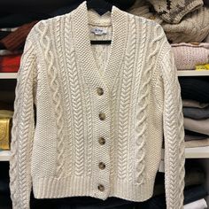 Never Worn! With Tags. Super Cute, Just Wrong Size For Me! Cream V-neck Cable Knit Cardigan, White Cable Knit Button-up Cardigan, Beige V-neck Cable Knit Cardigan, Beige Cable Knit Button-up Cardigan, Cheap Cable Knit Long-sleeve Cardigan, Knit Sweater, Cable Knit, Sweaters & Cardigans, Knitted Sweaters