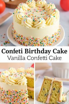 Sprinkle Birthday Cake, Confetti Birthday Cake, Sprinkle Birthday, Sprinkles Birthday Cake, Birthday Cake Decorating Ideas, Easy Dessert Recipes, Confetti Cake, Wedding Cake Recipe, Confetti Birthday