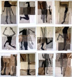 the silhouettes of people are arranged in squares