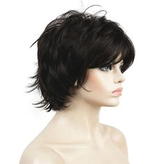 Category:Synthetic Wig; Gender:Women's; Wig Type:Natural Wigs,Cosplay Wig; Occasion:Daily Wear,Party / Evening,Vacation,Daily,Cosplay Costumes; Age Group:Adults; Color Shade:Black,Brown,Burgundy,Blonde,Dark Brown; Hair Material:Synthetic Hair; Cap Construction:Machine Made; Texture:Curly; Length:Short; Features:Cosplay,Easy to Carry,Fashion,Comfortable,Soft; Heat Resistant:Yes; Listing Date:07/27/2023; Cap Circumference:; Front to Back:; Nape of Neck:; Side to Side Across Forehead:; Side to Side Over Top:; Temple to Temple Across Back:; Hairstyle:With Bangs; Can Be Permed:No; Theme:Party,Party Short Layers Long Hair, Wigs Cosplay, Short Layers, Natural Wigs, Short Layered, Short Hair Wigs, Fashion Comfortable, Wigs Online, Long Layered Hair