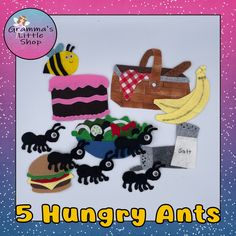 the five hungry ants are made from felt