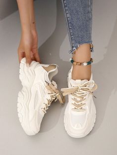 Beige  Collar     Embellished  Spring/Fall,All Women Shoes Women Sports Shoes, Travel Sneakers, Sporty Shoes, High Heel Sneakers, Dad Sneakers, High Top Boots, Top Handbags, Women Sports, Breathable Shoes