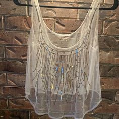 Nwot Hollister Small Mesh Beaded Crop Top. Never Worn! Clean, Smoke Free Home. Spring Beaded Tank Top For Party, Spring Party Beaded Tank Top, Beaded Tops For Night Out In Summer, Beaded Tops For Summer Night Out, Summer Party Beaded Tank Top, Beaded Crop Top, Hollister Tops, Hollister, Crop Top