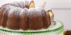 a bundt cake sitting on top of a glass plate