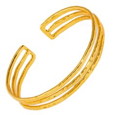 Discover the perfect balance of simplicity and sophistication with the Trio Minimalist Elegant Gold Cuff Bracelet. Crafted from 24k gold-plated materials, this bracelet features a sleek design formed by the combination of three delicate, thin cuffs. Ideal for those who appreciate minimalist elegance, this bracelet effortlessly enhances any outfit. Whether worn alone or paired with other bracelets, it adds a touch of luxury and richness to your look. Perfect for everyday wear or special occasions Gold Cuff Bracelet, Forever Jewelry, Gold Bracelet Cuff, Gold Cuffs, Jewelry Ring Box, Men's Jewelry Rings, Mens Jewelry Bracelet, Fine Jewellery Necklace, Fashion Jewelry Necklaces