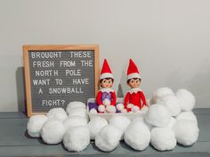 Elf On The Shelf Snowball, Elf On The Shelf White Board, Elf Cotton Balls, Elf On The Shelf Cotton Balls, Elf On The Shelf Snow, Elf On The Shelf For Teens, Elf On The Shelf School Ideas, Simple Elf On The Shelf Ideas, Indoor Snowballs