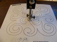 a sewing machine on top of a piece of paper that is cut into spirals