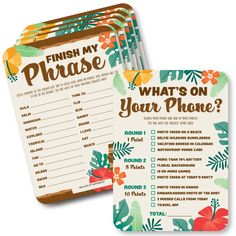 a printable phone checklist is shown with the words,'finish my phase what's on your phone? '