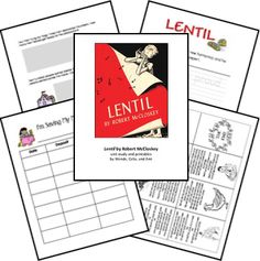 four books are stacked on top of each other with the title lentil by robert macdouney