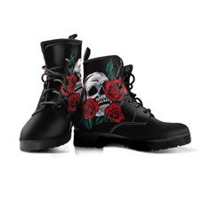 Boots Goth, Boots For Girls, Rock Boots, Gothic Rock, Black Skull, Thick Socks, Black Skulls, Leather Boots Women, Soft Textiles