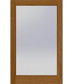 a wooden door with a mirror on the front and side paneled in light brown