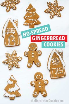 no - spread gingerbread cookies on a white background with the words, no - spread gingerbread cookies