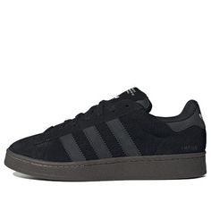 adidas originals Campus 'Black' IE0017 All Black Campus 00, Adidas Sneakers With Embossed Logo For Streetwear, Sporty Black Skate Shoes With Embossed Logo, Casual Skate Shoes For Streetwear, Urban Black Sneakers With Three Stripes, Casual Black Sneakers With Embossed Logo, Black Athleisure Sneakers With Gum Sole, Black Three Stripes Sneakers For Streetwear, Casual Black Sneakers With Three Stripes