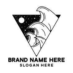 a black and white logo with an image of a space ship in the middle of it