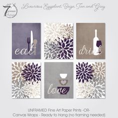 an image of art prints on canvass with flowers and wine bottles in the background