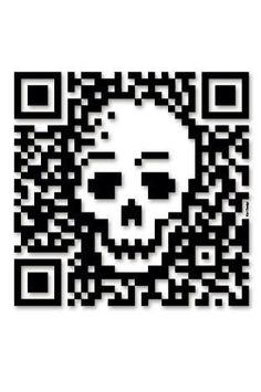 a qr code with a skull on it's face and the word,