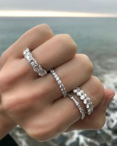 Middle Band Dreamy Jewelry, Sprinkle Sprinkle, Rings Inspiration, Pave Diamond Wedding Bands, Prong Ring, Buy Jewellery Online, Cushion Cut Diamond, Bold Rings, Gorgeous Engagement Ring