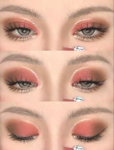 Simple Red Eyeshadow Looks, Korean Eye Makeup, Makeup Tutorial Eyeshadow, Eye Makeup Pictures