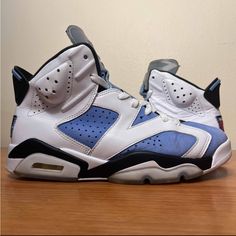 Nike Air Jordan 6 Vi Unc Home University Blue White Size 9 Sneakers Ct8529-410. Used And No Box. Scuffs And Signs Of Wear. Missing Lace Locks. Still Have Plenty Of Life Left. Sick Pair Of Kicks! Nike Air Jordan 6, Jordan 6 Retro, Air Jordan 6, Jordan 6, University Blue, Jordans For Men, Jordan Shoes, Nike Air Jordan, Mens Shoes Sneakers