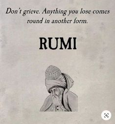 an old book with the words rumi written on it