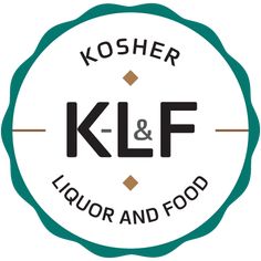 kosher & klf logo with the words liquor and food written in black on a white background