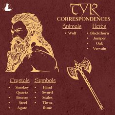 Tyr Correspondences and some items available. Find all Tyr items in the shop #tyr #heathen #pagan #witch #norsegods Norse Deities, Witches Journal, Hobbit Food, Alter Ideas, Nicolas Tesla, World Mythology, Norse Myth, Witch Spirituality, Norse Pagan