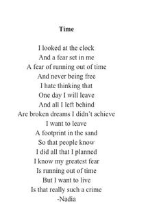 the poem time is looking at the clock