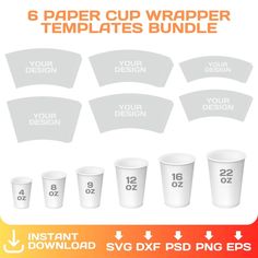 six paper cup wrapper templates bundle