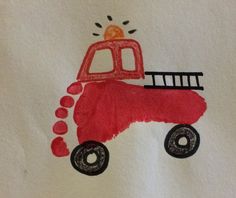 a child's drawing of a red truck