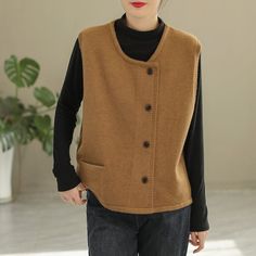 Details: Gender: Women Item Type: Vest Material: Cotton, Spandex Pattern Type: Solid Season: Spring, Autumn Style: Leisure, Daily, Retro Occasion: Going Out, Daily Size: One Size Length: 60.00 cm/ 23.62 " Bust: 110.00 cm/ 43.31 " Shoulder: 42.00 cm/ 16.54 " Hem: 110.00 cm/ 43.31 "