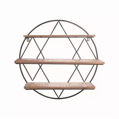 three wooden shelves in the shape of a circle