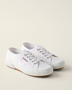 Superga 2750 Cotu Classic Sneaker Cotton Sneakers For Everyday Spring Wear, Everyday Cotton Sneakers For Spring, Cotton Everyday Sneakers For Spring, Cotton Canvas Slip-on Shoes With Vulcanized Sole, White Cotton Canvas Shoes For Everyday, Spring Canvas Shoes With Laces, Spring Cotton Canvas Shoes With Laces, Everyday White Cotton Canvas Shoes, White Cotton Canvas Shoes With Vulcanized Sole