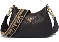 Prada Leather Shoulder Bag Gold-tone Black Prada Purses, Bags Prada, Prada Re Edition, Prada Nylon, Prada Bags, Prada Leather, Black Leather Handbags, Shoulder Bag Black, Nylon Bag