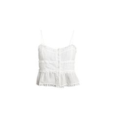 Etoile Isabel Marant "Gloria" cotton top featuring lace trim and pleated detailing  Sweetheart neckline Spaghetti straps Cropped fit  Pullover style  Cotton Dry clean Imported Cotton Top With Delicate Straps For Daywear, Chic Tops With Lace Trim And Ruffled Straps, Feminine Tops With Lace Trim And Ruffled Straps, Elegant Tops With Lace Trim And Ruffled Straps, Feminine Tops With Smocked Bodice And Spaghetti Straps, White Ruffled Strap Tops For Daywear, White Tops With Ruffled Straps For Daywear, Cotton Camisole Top With Smocked Bodice, White Tops With Lace Trim And Ruffled Straps