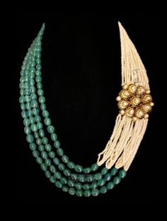 (1) Emerald Kundan Broach Statement Necklace – bAnuDesigns Multi-strand Gold Beads Costume Jewelry, Festive Multi-strand Gold Beaded Jewelry, Festive Multi-strand Jewelry With Gold Beads, Traditional Hand-strung Jewelry For Formal Occasions, Traditional Hand-strung Formal Jewelry, Elegant Gemstone Beads In Gold, Elegant Oval Beads Jewelry For Festivals, Elegant Hand-strung Pendant Jewelry, Multi-strand Faceted Beads Jewelry For Wedding