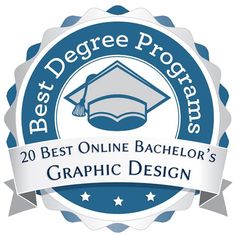 the badge for best degree programs, which includes graphic design and logo designs to help students learn how to use graphics