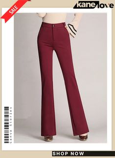 Women's Casual Straight Flared Pants Classic Wardrobe Essentials, Retro Fashion Women, Retro Mode, Long Trousers, Simple Tees, Classic Wardrobe, Flared Pants, Feminine Look, Women's Wardrobe