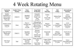 the four week rotating menu